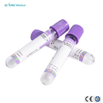 ISO9001 গ্লাস ব্লাড কালেকশন টিউব 5ml ল্যাভেন্ডার টপ EDTA টিউব