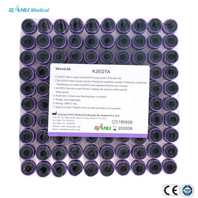 100pcs ট্রে ল্যাভেন্ডার টপ ব্লাড টিউব জীবাণুমুক্ত 6ml EDTA হোল ব্লাড টিউব