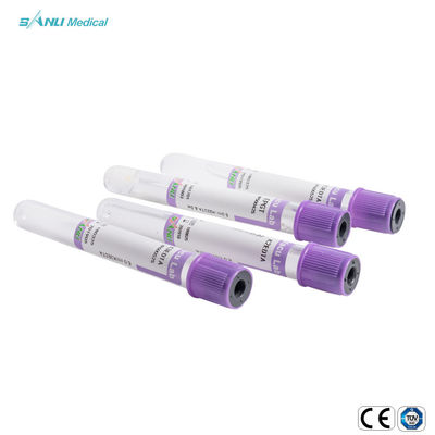 EDTA K3 রক্ত ​​সংগ্রহ টিউব ল্যাভেন্ডার শীর্ষ PET উপাদান