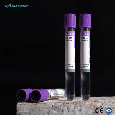 EDTA K3 রক্ত ​​সংগ্রহ টিউব ল্যাভেন্ডার শীর্ষ PET উপাদান