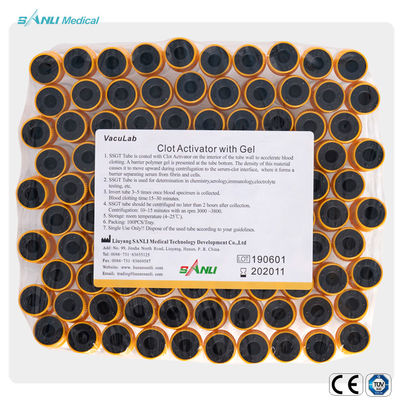 13x75mm প্লাস্টিক রক্ত ​​সংগ্রহের টিউব ক্লট অ্যাক্টিভেটর সহ ডিসপোজেবল জেল টিউব